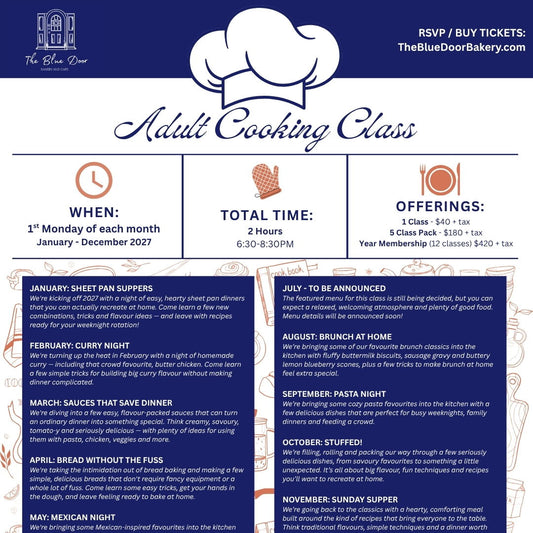 Adult Cooking Class - December 2027 - 6 Dec 2027